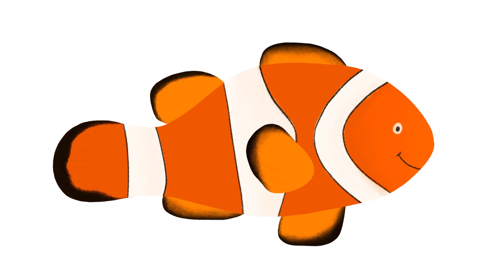 Orangener Fisch mit weißen Streifen.