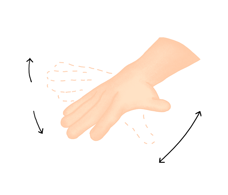 Ausgestreckte Hand schwenkt hin und her.
