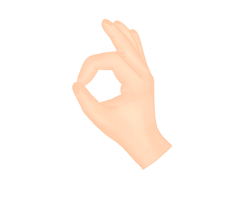 Zeigefinger und Daumen bilden einen Kreis.