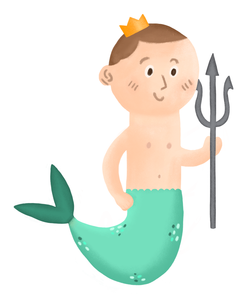 Max als Poseidon verkleidet.