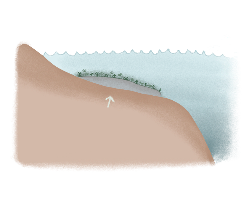 Flache Stelle im Meer.