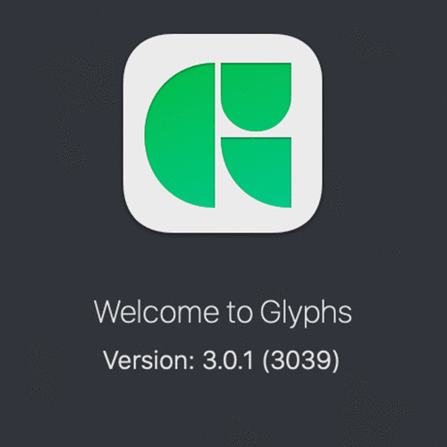 The Glyphs font software screenshot